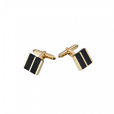 Запонки No name Yellow Gold & Onyx