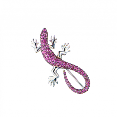 Брошь No name Lizard Ruby & White Gold