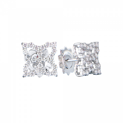 Серьги Roberto Coin Open Princess Flower White Gold & Diamond