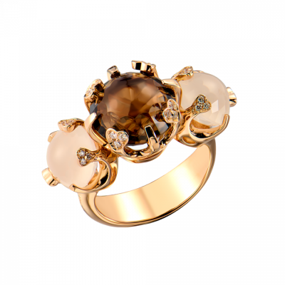Кольцо Pasquale Bruni Sissi in Fiore Rose Gold & Smoky Quartz & Diamond