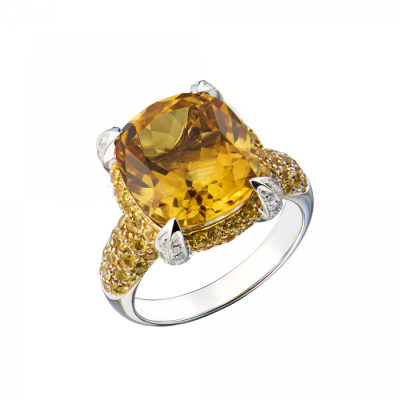 Кольцо No name Citrine & Diamonds & White Gold