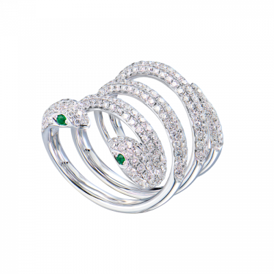 Кольцо No name в стиле Anita Ko Double-Head Diamond Coil Snake Ring