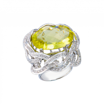 Кольцо No name Quartz & Diamonds & White Gold