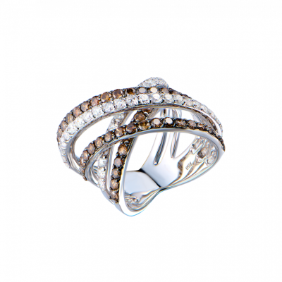 Кольцо No name 2,87 ct White & Brown Round Cut Diamonds & White Gold