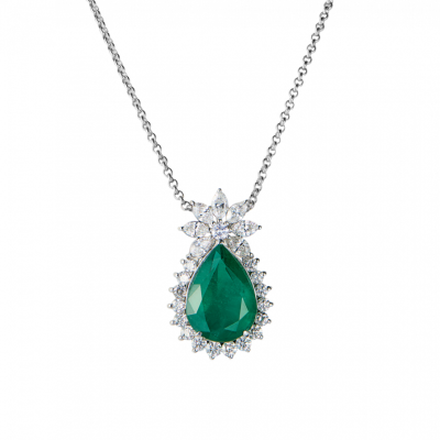 Подвеска No name с изумрудом 9,25 ct Moderate Bluish Green/SI1 и 2,25 ct бриллиантами