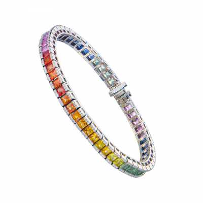 Браслет Ralfdiamonds 9,88 ct Multicolor Sapphire White Gold & 1,02 ct Diamonds