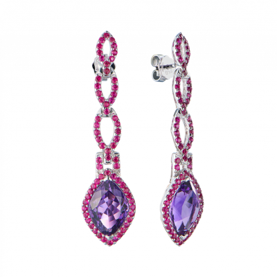 Серьги No name Amethist & Topaz & White Gold