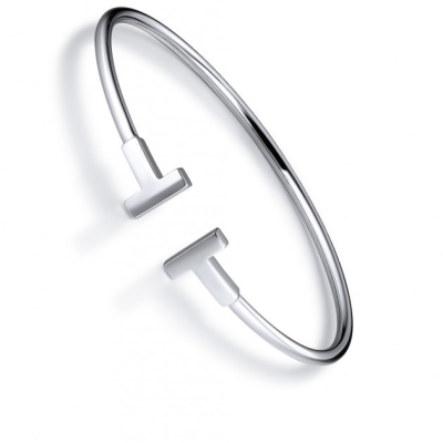 Браслет Tiffany & Co T Narrow Wire Bracelet in White Gold