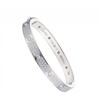 Браслет No name в стиле Love Classic Model Paved 10 Diamonds White Gold (SIZE 17)