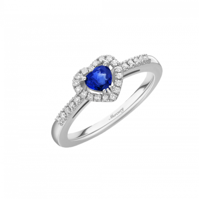 Кольцо Mercury 0,25 ct Heart Shape Sapphire & Diamonds & White Gold