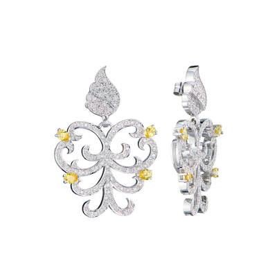 Серьги No name White Gold & Sapphire & Diamond