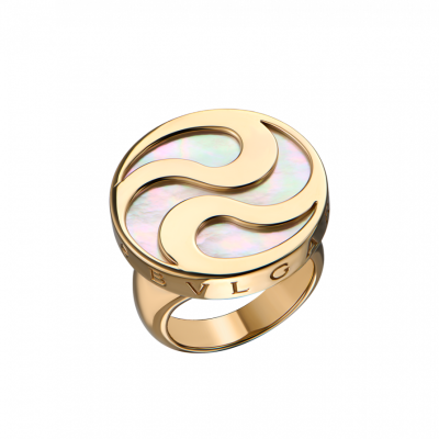 Кольцо Bvlgari Optical Illusion Spinning Yellow Gold & Mother of Pearl