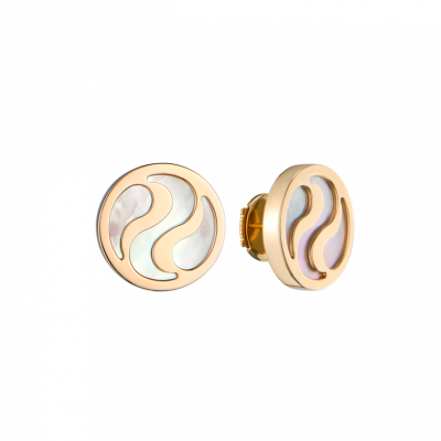 Пусеты Bvlgari Optical Illusion Collection Yellow Gold & Mother of Pearl