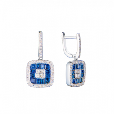 Серьги Sifani White Gold & Diamonds & Sapphires