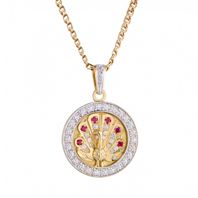 Подвеска No name Peacock Yellow Gold & Diamonds& Rubies