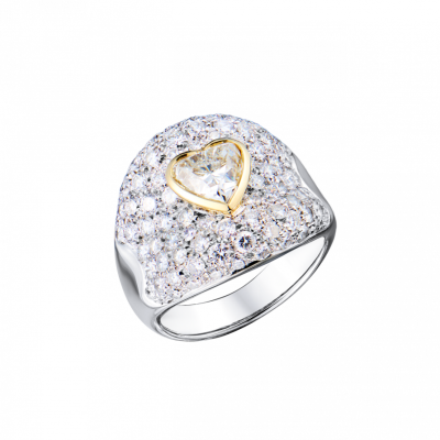 Кольцо No name 1,07 ct L/SI1 Heart Cut Diamond & White Gold