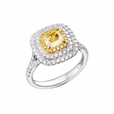 Кольцо GIA 1,05 ct Fancy Light Yellow/VVS2 Cushion Cut & White Gold