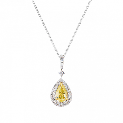 Подвеска GIA 1,12 ct Natural Fancy Intense Yellow/I1 Pear Diamond