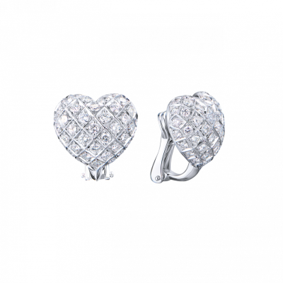 Серьги No name White Gold Heart 3,22 ct Round Cut Diamonds