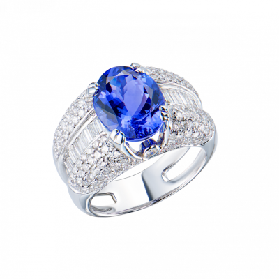Кольцо No name 5,15 ct Deep Violetish Blue/VVS Natural Tanzanite