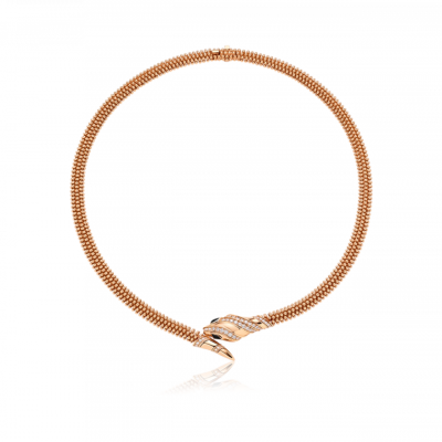 Колье Bvlgari Serpenti Collier Rose Gold set with pavé diamonds & black onyx (SIZE 38)