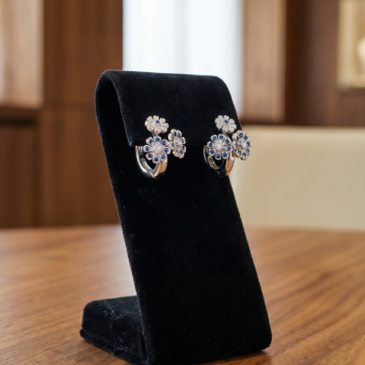 Серьги Mario Panelli FLOWER Blue Sapphire & Diamonds & White Gold