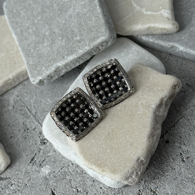 Запонки No name  White Gold & Diamonds & Black Diamonds