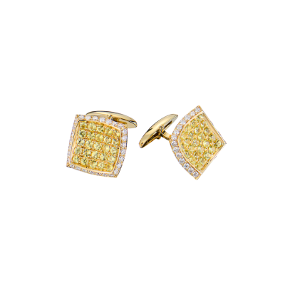 Запонки No name  Yellow Gold & Diamonds & Yellow Topaz