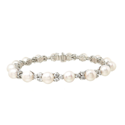 Браслет Tiffany & Co Tennis Bracelet in Platinum with Diamonds and Pearls