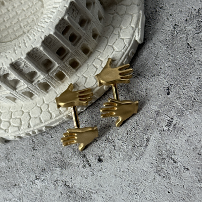 Запонки H.Stern  Vintage 18k Yellow Solid Gold Hands Men's Cufflinks