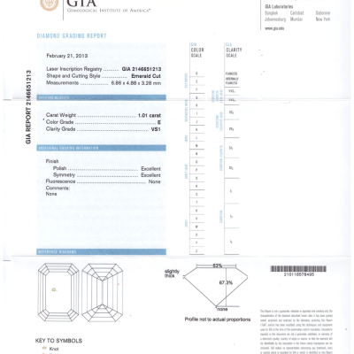 Кольцо Graff  GRAFF 1,01 ct E/VS1 Emerald Diamond Weighing GR28622