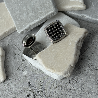 Запонки No name  White Gold & Diamonds & Black Diamonds