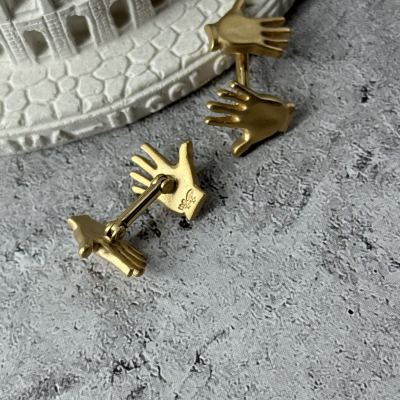 Запонки H.Stern  Vintage 18k Yellow Solid Gold Hands Men's Cufflinks
