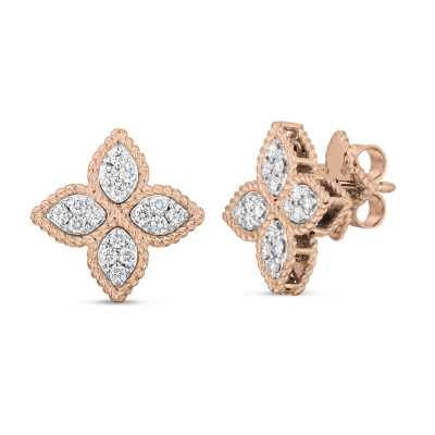 Серьги Roberto Coin  Princess Flower Earrings With Diamonds
