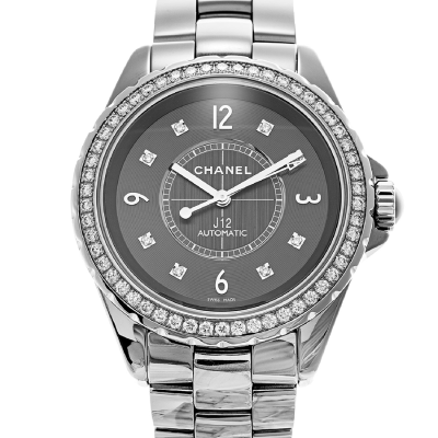 Швейцарские часы Chanel  J12 grey ceramic 38mm diamond automatic