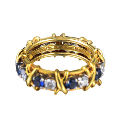 Кольцо Tiffany & Co Schlumberger Sapphire Diamond X Ring