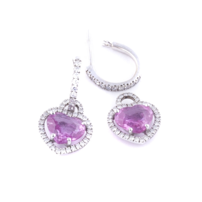 Серьги David Morris Pink Heartshape Sapphire Earrings