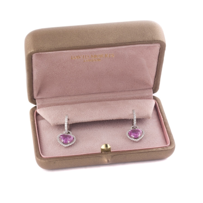 Серьги David Morris Pink Heartshape Sapphire Earrings
