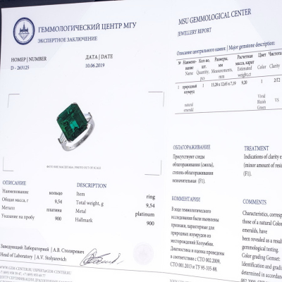 Кольцо Кольца  с изумрудом 9.20 ct Колумбия