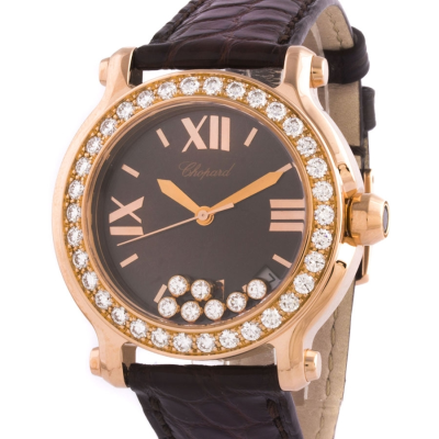 Швейцарские часы Chopard Happy Sport Round Diamonds in Rose Gold 36mm