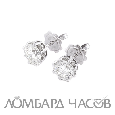 Серьги No name Пусеты по 1,00 ct J/VS МГУ