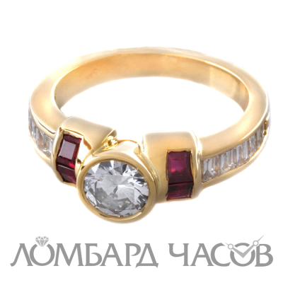 Ювелирное изделие No name Кольцо с бриллиантом 0.65 ct и рубинами