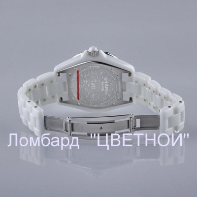 Швейцарские часы Chanel  Full Size White J12 - Pink Sapphire Bezel 42mm