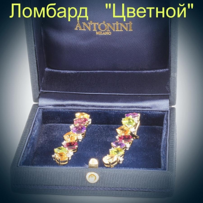 Ювелирное изделие Antonini  серьги с аметистами, цитринами и бриллиантами