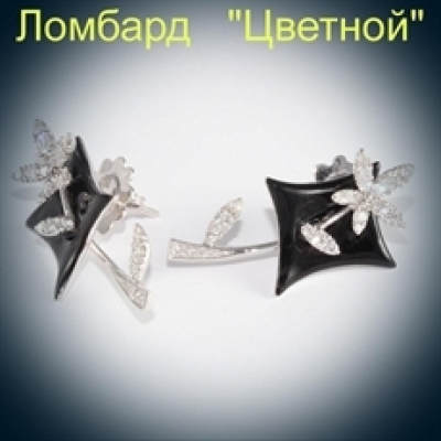 Ювелирное изделие Stefan Hafner  Flower Diamond Black Enameled серьги