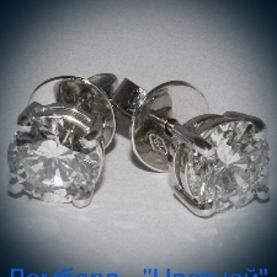Ювелирное изделие No name Серьги пусеты с бриллиантами 2 бр. по - 1.05 ct