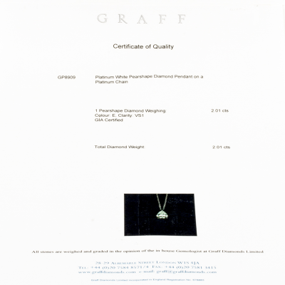 Ювелирное изделие Graff  
подвеска с 2,01 ct