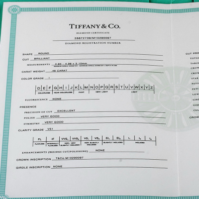 Ювелирное изделие Tiffany & Co  кольцо 
 с бриллиантом 0.46 ct.