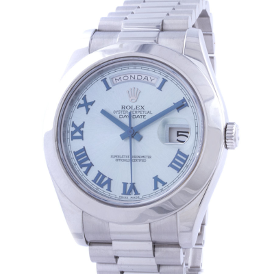 Швейцарские часы Rolex  
Day-Date II 41 mm 
Platinum Ice Blue