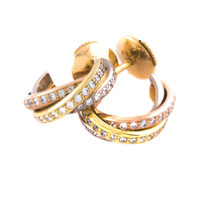 Ювелирное изделие Cartier  Triniti 
золотые серьги с бриллиантами